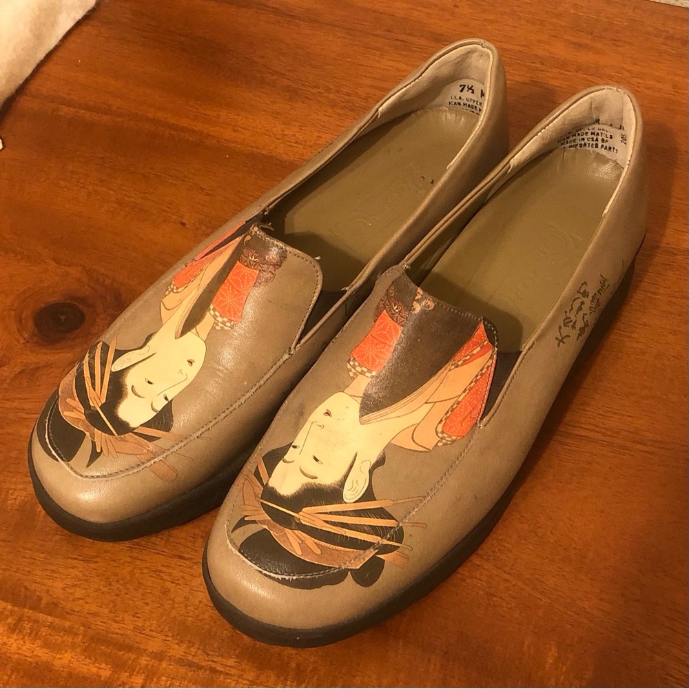 Geisha Printed Leather Slip-On Loafers Shoes
